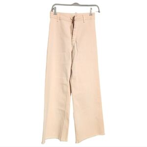 Zara The Marine Straight Wide Leg Jeans Cream Off White Size 4